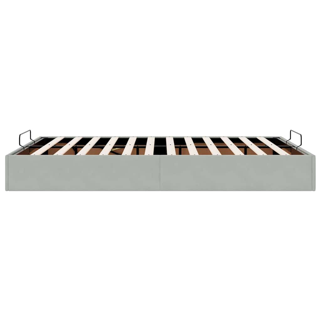Cadre de lit ottoman sans matelas gris clair 140x200 cm velours - XIOS