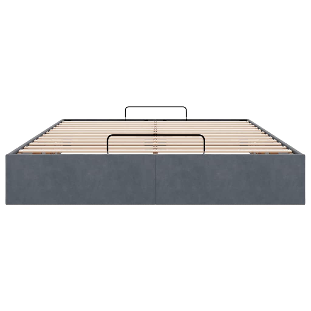 Cadre de lit ottoman sans matelas gris foncé 140x200 cm velours - XIOS