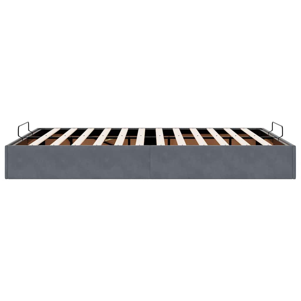 Cadre de lit ottoman sans matelas gris foncé 140x200 cm velours - XIOS