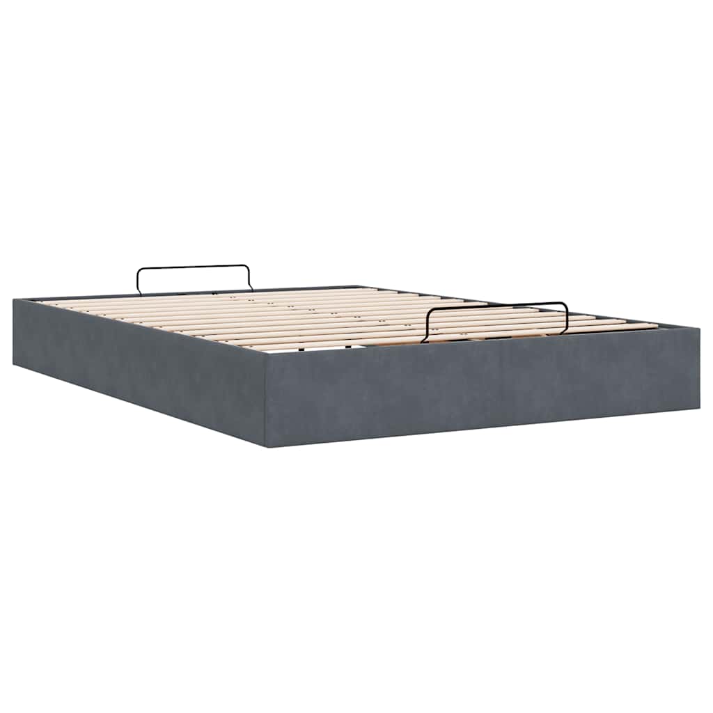 Cadre de lit ottoman sans matelas gris foncé 140x200 cm velours - XIOS