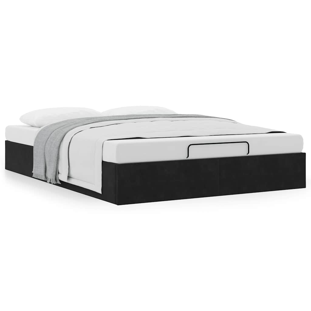 Cadre de lit ottoman sans matelas noir 140x200 cm velours - XIOS
