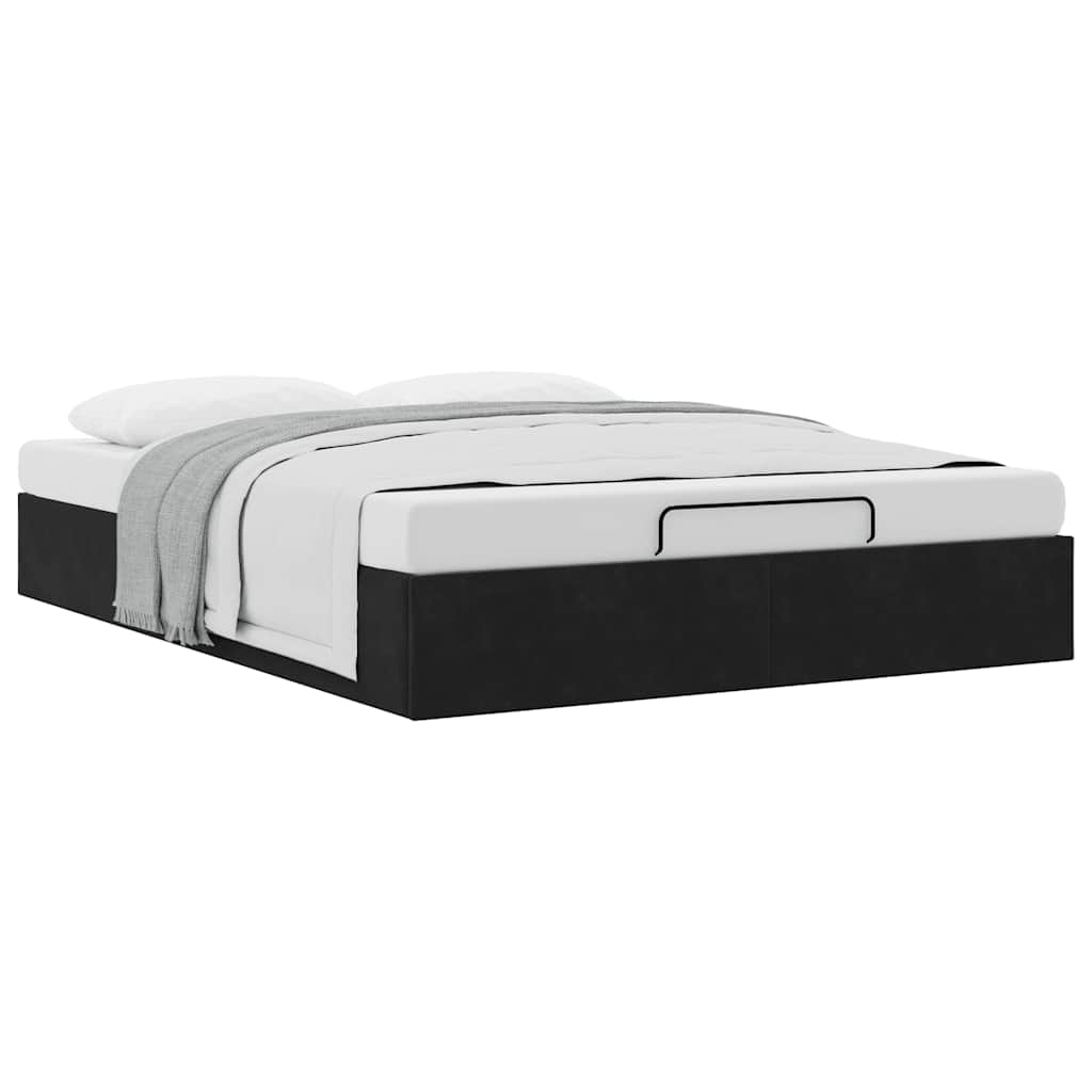 Cadre de lit ottoman sans matelas noir 140x200 cm velours - XIOS