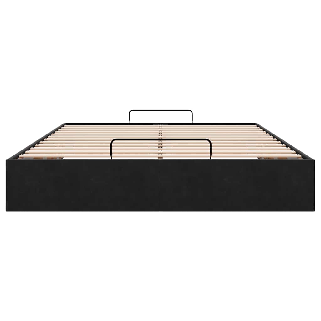 Cadre de lit ottoman sans matelas noir 140x200 cm velours - XIOS