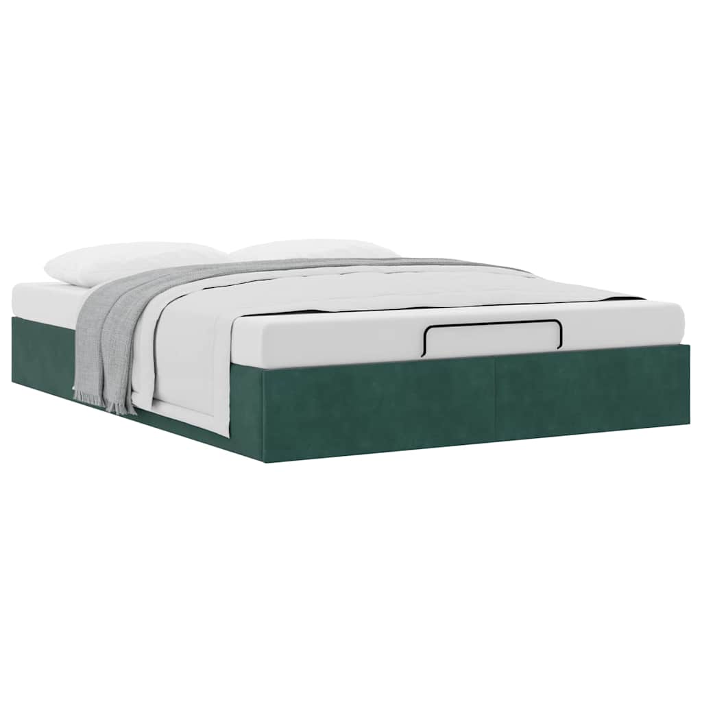 Cadre de lit ottoman sans matelas vert foncé 140x200 cm velours - XIOS