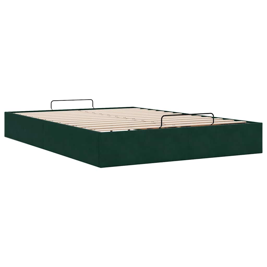 Cadre de lit ottoman sans matelas vert foncé 140x200 cm velours - XIOS
