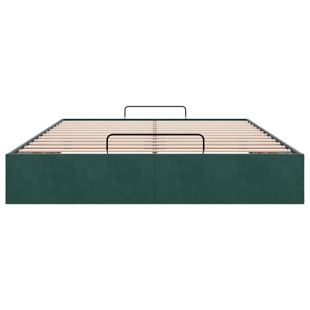 Cadre de lit ottoman sans matelas vert foncé 140x200 cm velours - XIOS
