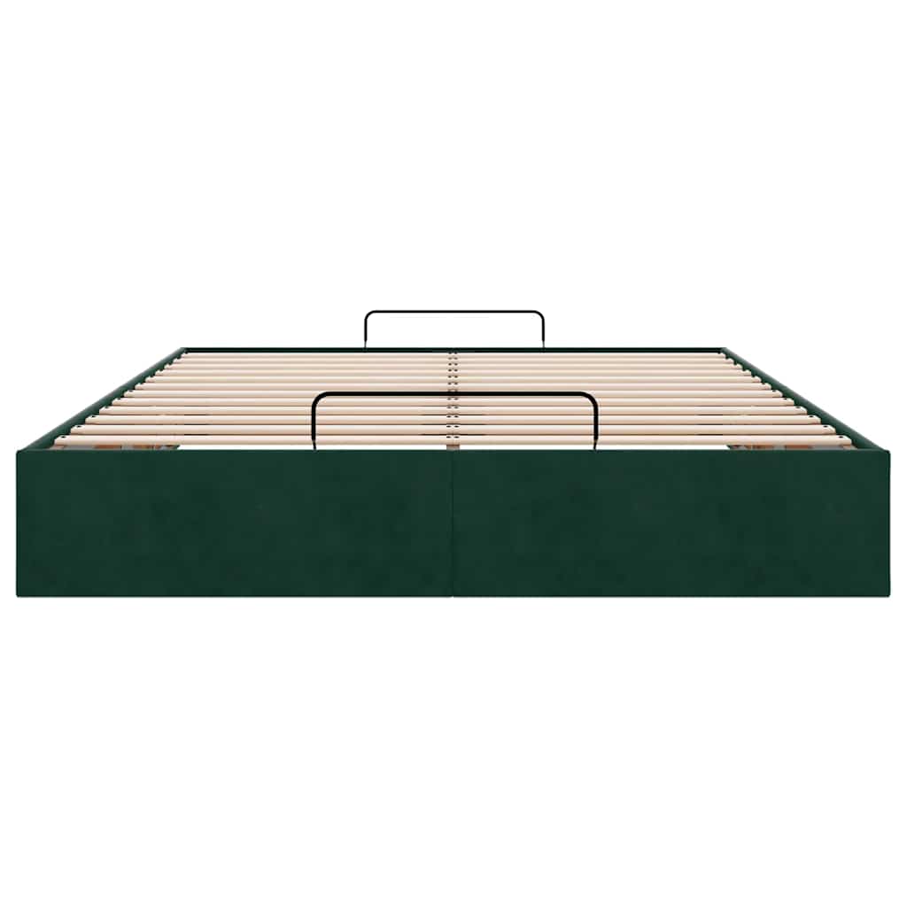 Cadre de lit ottoman sans matelas vert foncé 140x200 cm velours - XIOS