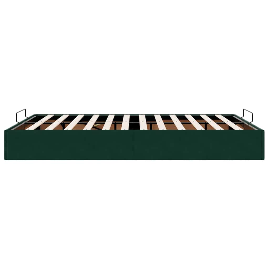 Cadre de lit ottoman sans matelas vert foncé 140x200 cm velours - XIOS