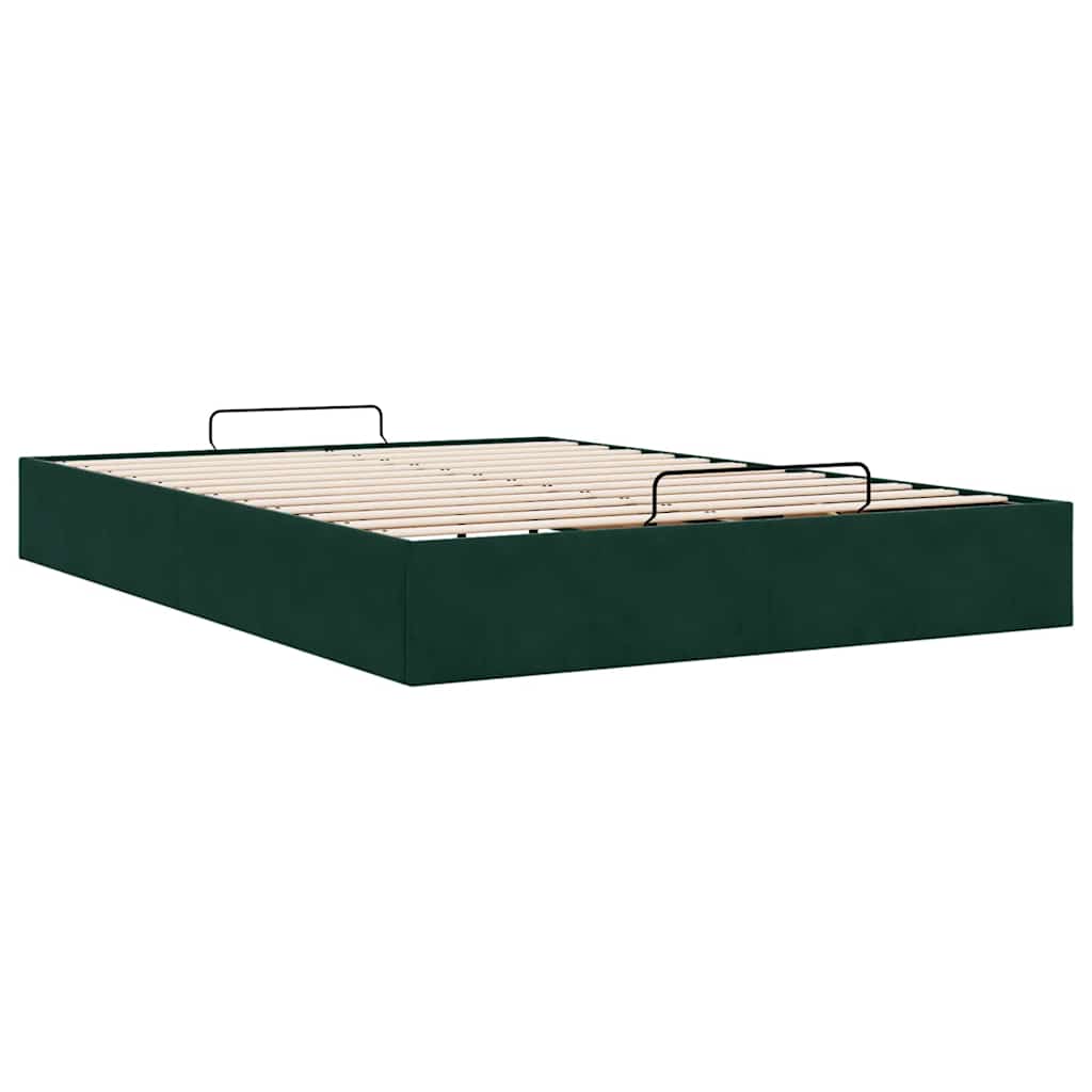 Cadre de lit ottoman sans matelas vert foncé 140x200 cm velours - XIOS