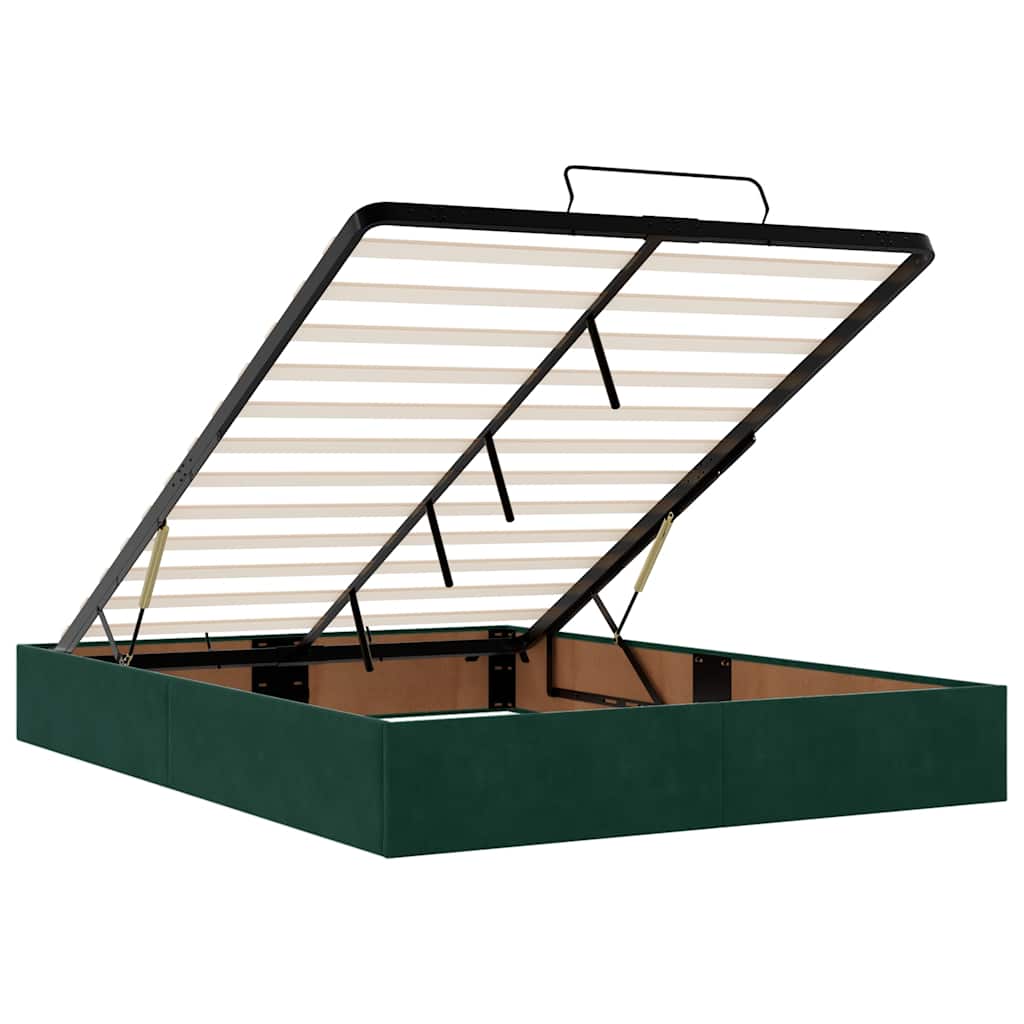Cadre de lit ottoman sans matelas vert foncé 140x200 cm velours - XIOS