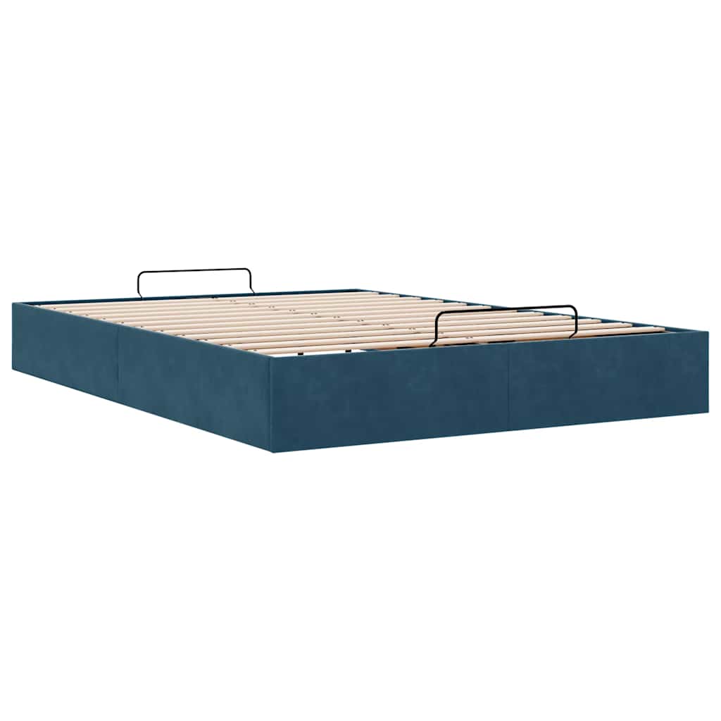 Cadre de lit ottoman sans matelas bleu foncé 140x200 cm velours - XIOS