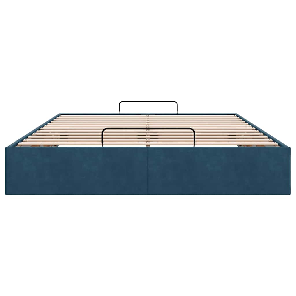 Cadre de lit ottoman sans matelas bleu foncé 140x200 cm velours - XIOS