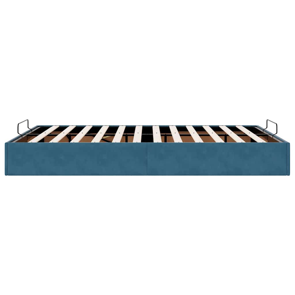 Cadre de lit ottoman sans matelas bleu foncé 140x200 cm velours - XIOS
