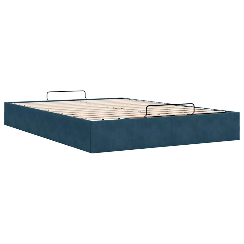 Cadre de lit ottoman sans matelas bleu foncé 140x200 cm velours - XIOS