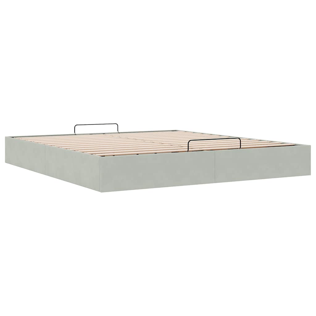 Cadre de lit ottoman sans matelas gris clair 160x200 cm velours - XIOS