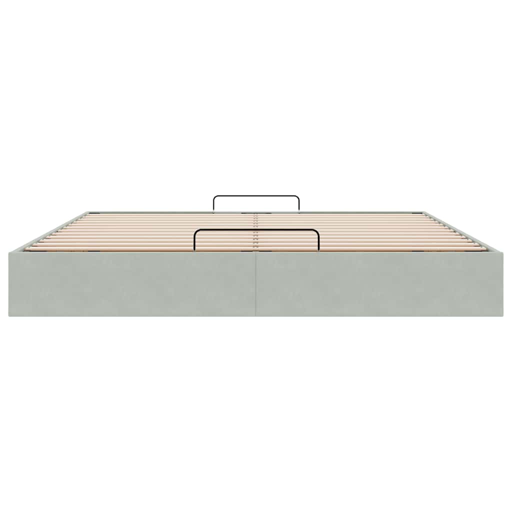 Cadre de lit ottoman sans matelas gris clair 160x200 cm velours - XIOS