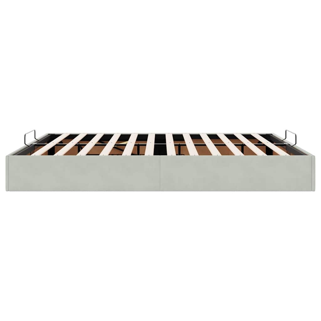 Cadre de lit ottoman sans matelas gris clair 160x200 cm velours - XIOS