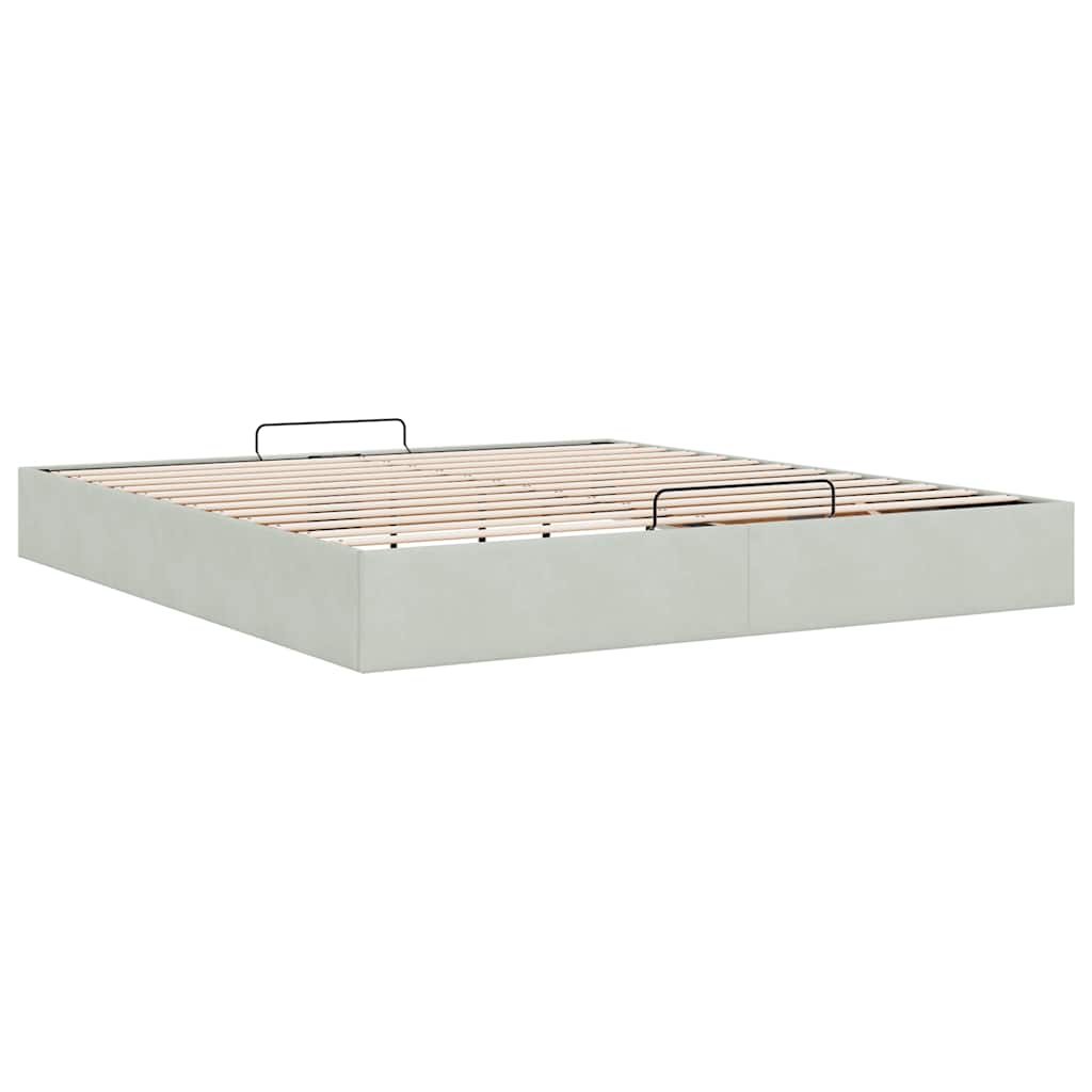 Cadre de lit ottoman sans matelas gris clair 160x200 cm velours - XIOS