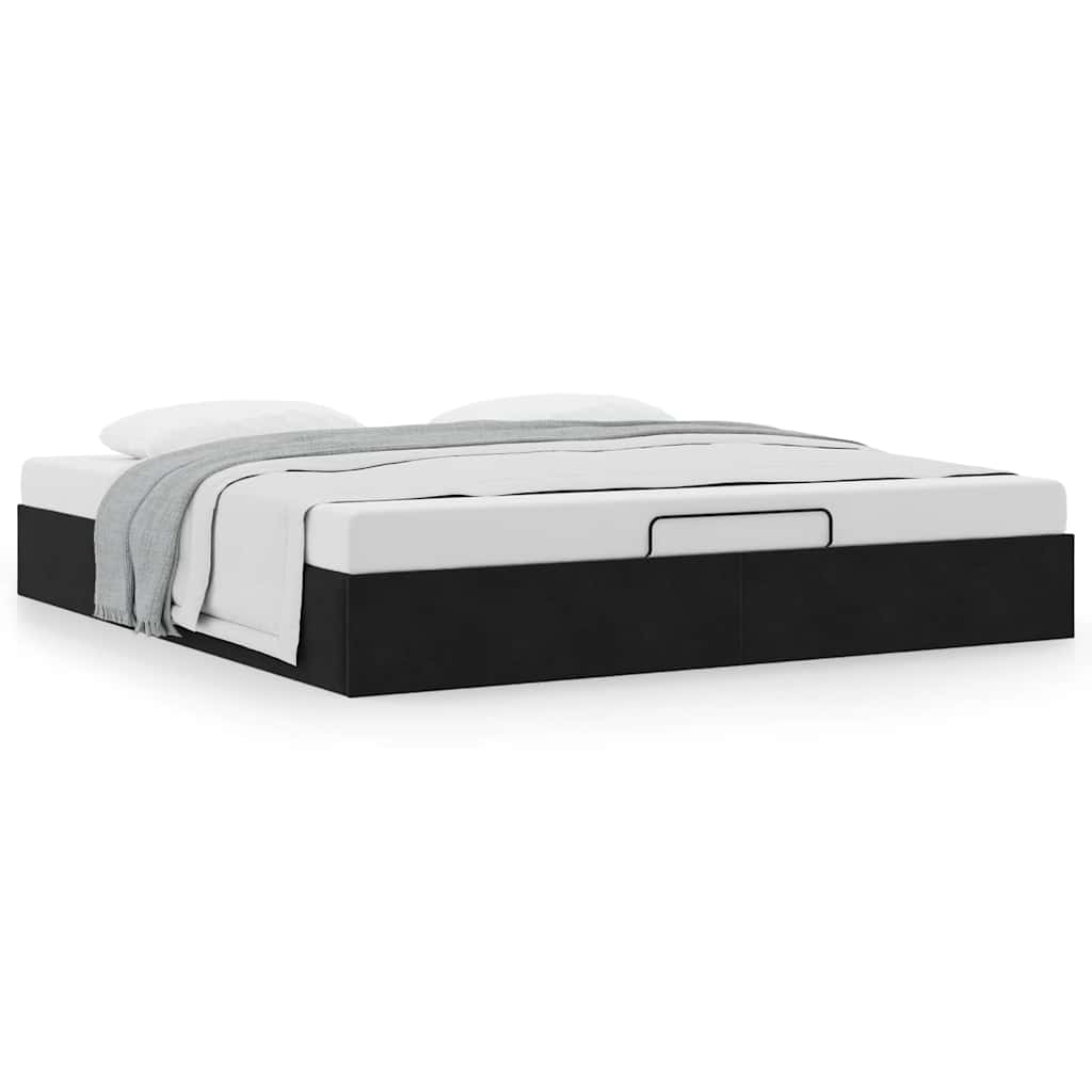 Cadre de lit ottoman sans matelas noir 160x200 cm velours - XIOS