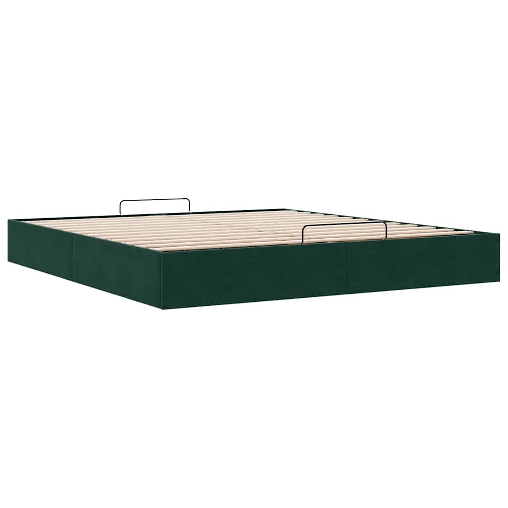 Cadre de lit ottoman sans matelas vert foncé 160x200 cm velours