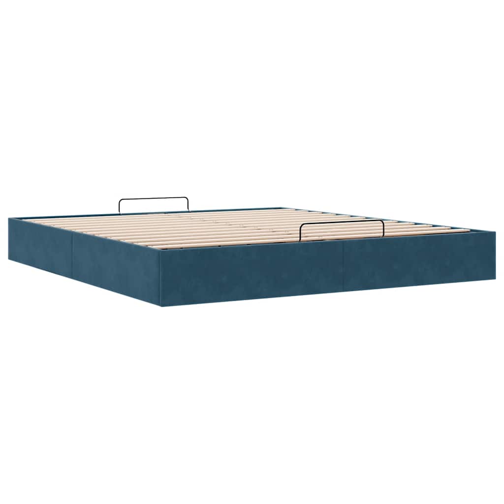 Cadre de lit ottoman sans matelas bleu foncé 160x200 cm velours - XIOS