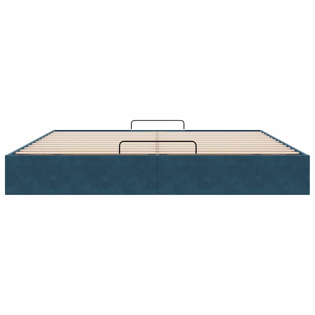 Cadre de lit ottoman sans matelas bleu foncé 160x200 cm velours - XIOS