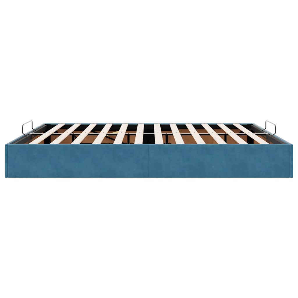 Cadre de lit ottoman sans matelas bleu foncé 160x200 cm velours - XIOS