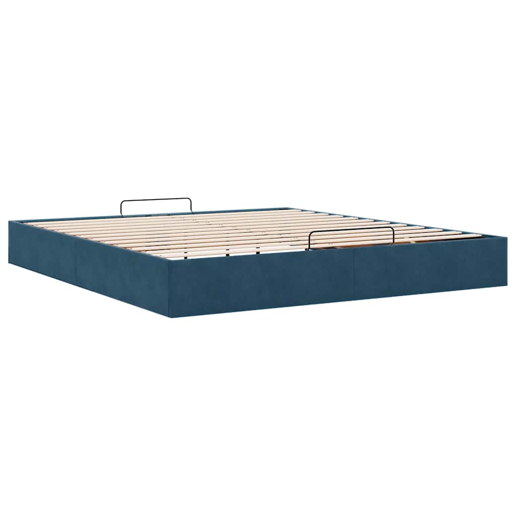 Cadre de lit ottoman sans matelas bleu foncé 160x200 cm velours - XIOS