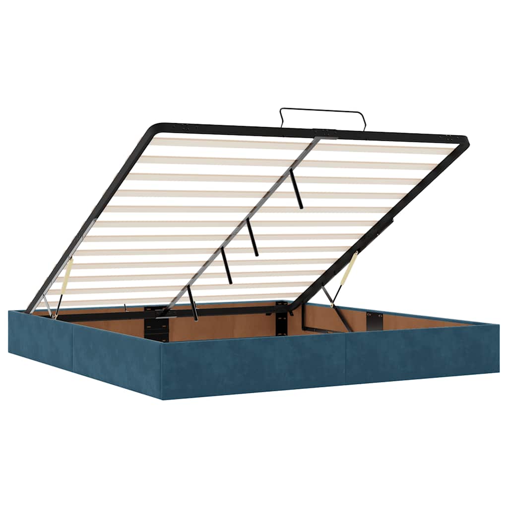 Cadre de lit ottoman sans matelas bleu foncé 160x200 cm velours - XIOS