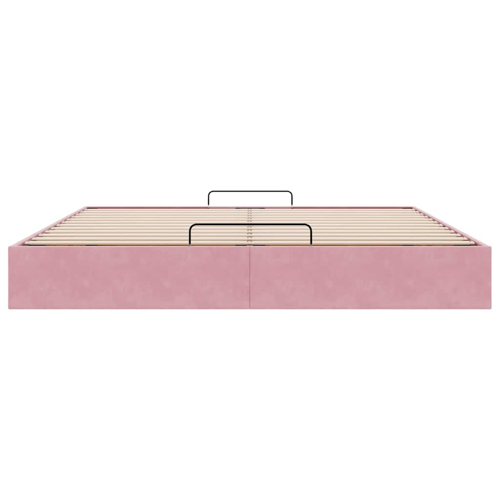 Cadre de lit ottoman sans matelas rose 160x200 cm velours - XIOS