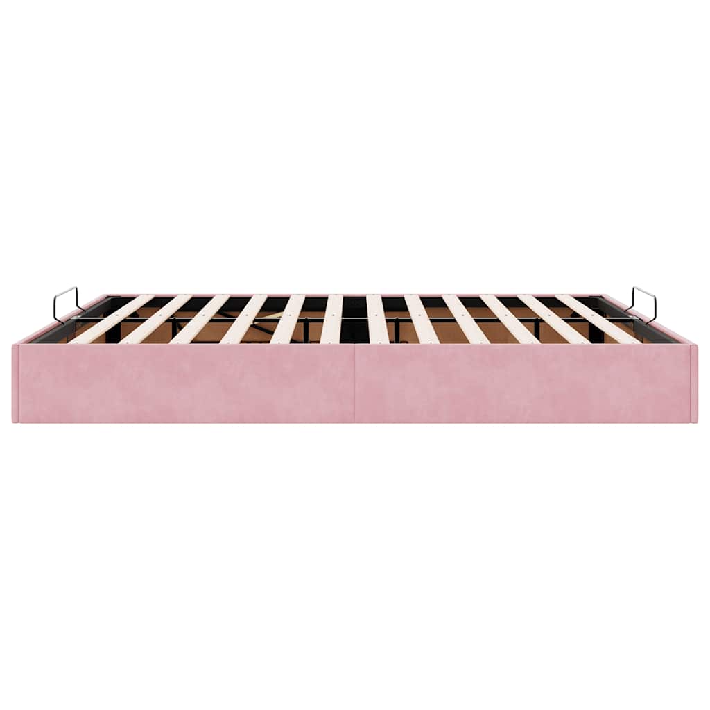 Cadre de lit ottoman sans matelas rose 160x200 cm velours - XIOS