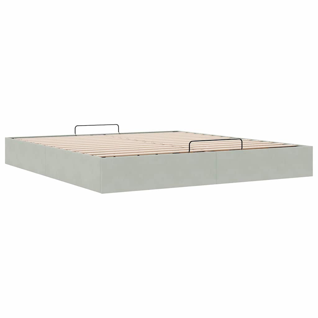 Cadre de lit ottoman sans matelas gris clair 180x200 cm velours - XIOS