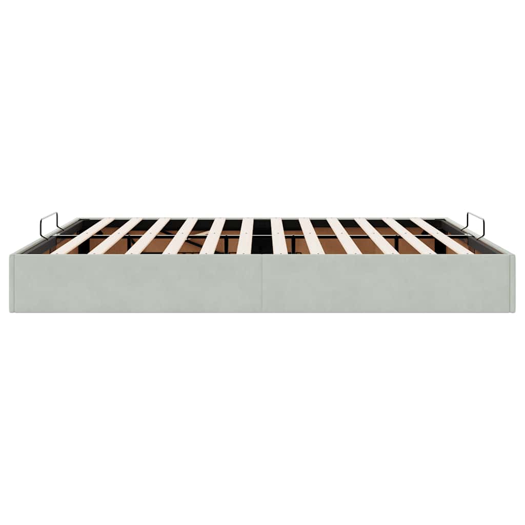 Cadre de lit ottoman sans matelas gris clair 180x200 cm velours - XIOS