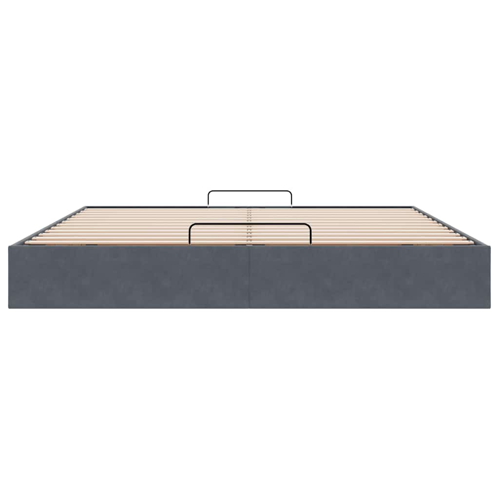 Cadre de lit ottoman avec matelas gris foncé 180x200 cm velours - XIOS