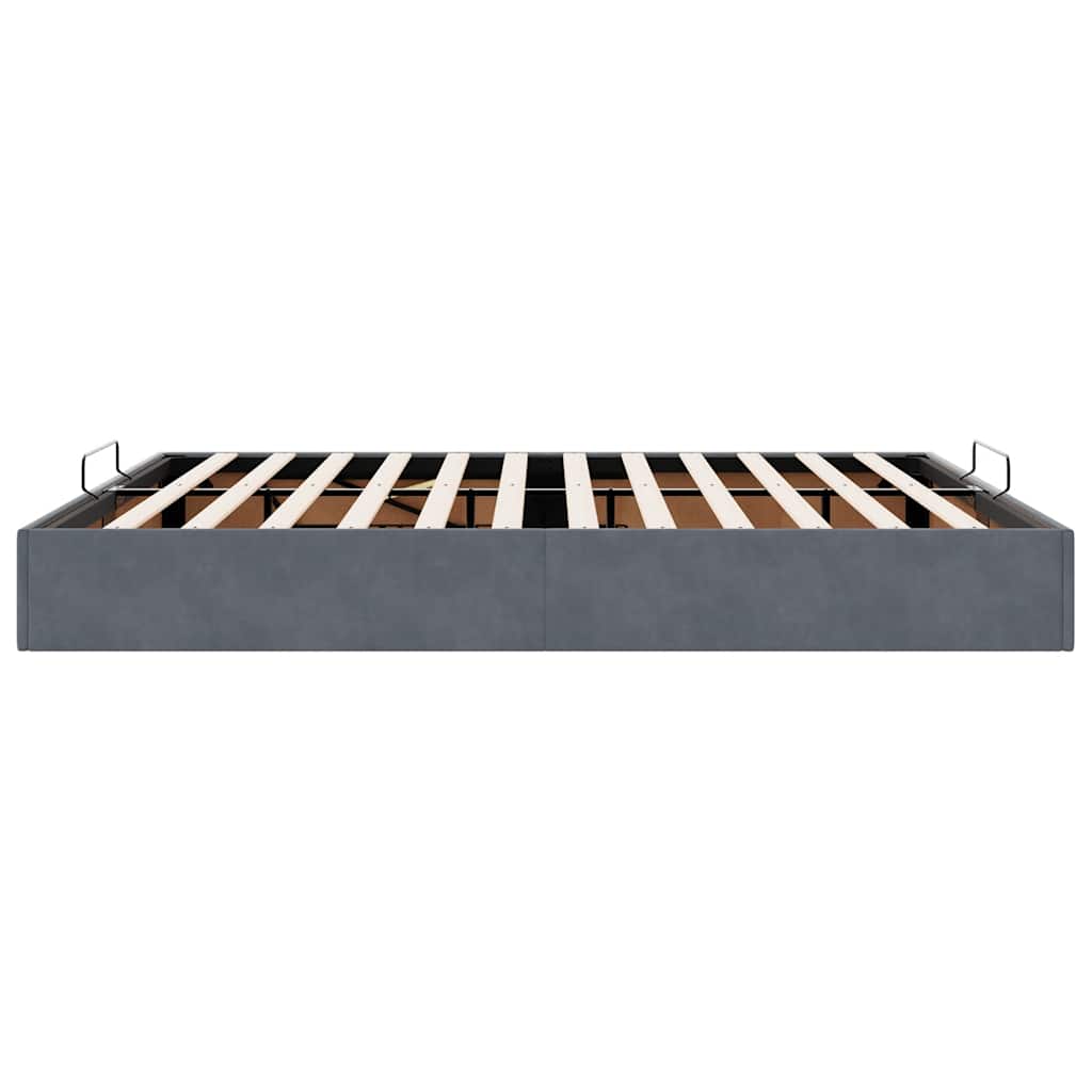 Cadre de lit ottoman avec matelas gris foncé 180x200 cm velours - XIOS