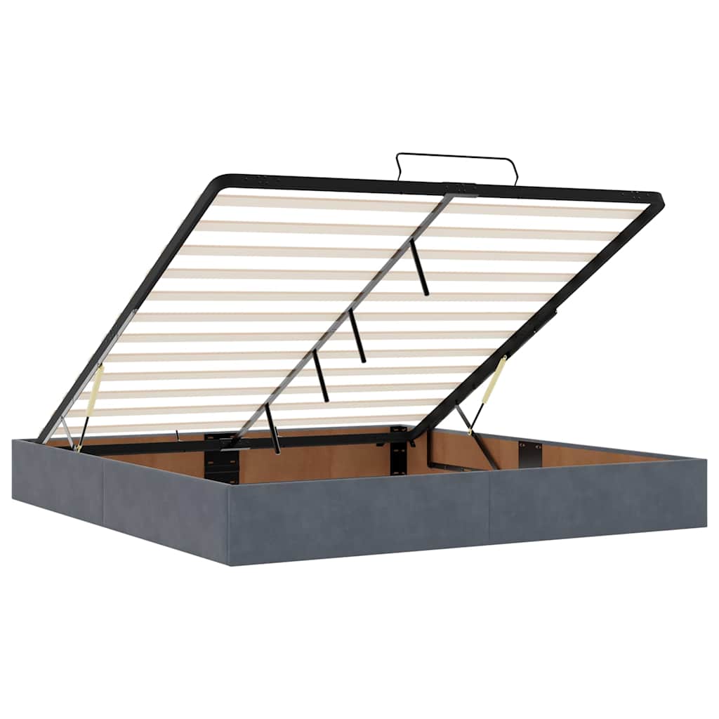 Cadre de lit ottoman avec matelas gris foncé 180x200 cm velours - XIOS