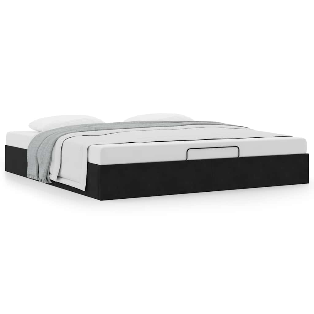 Cadre de lit ottoman avec matelas noir 180x200 cm velours - XIOS