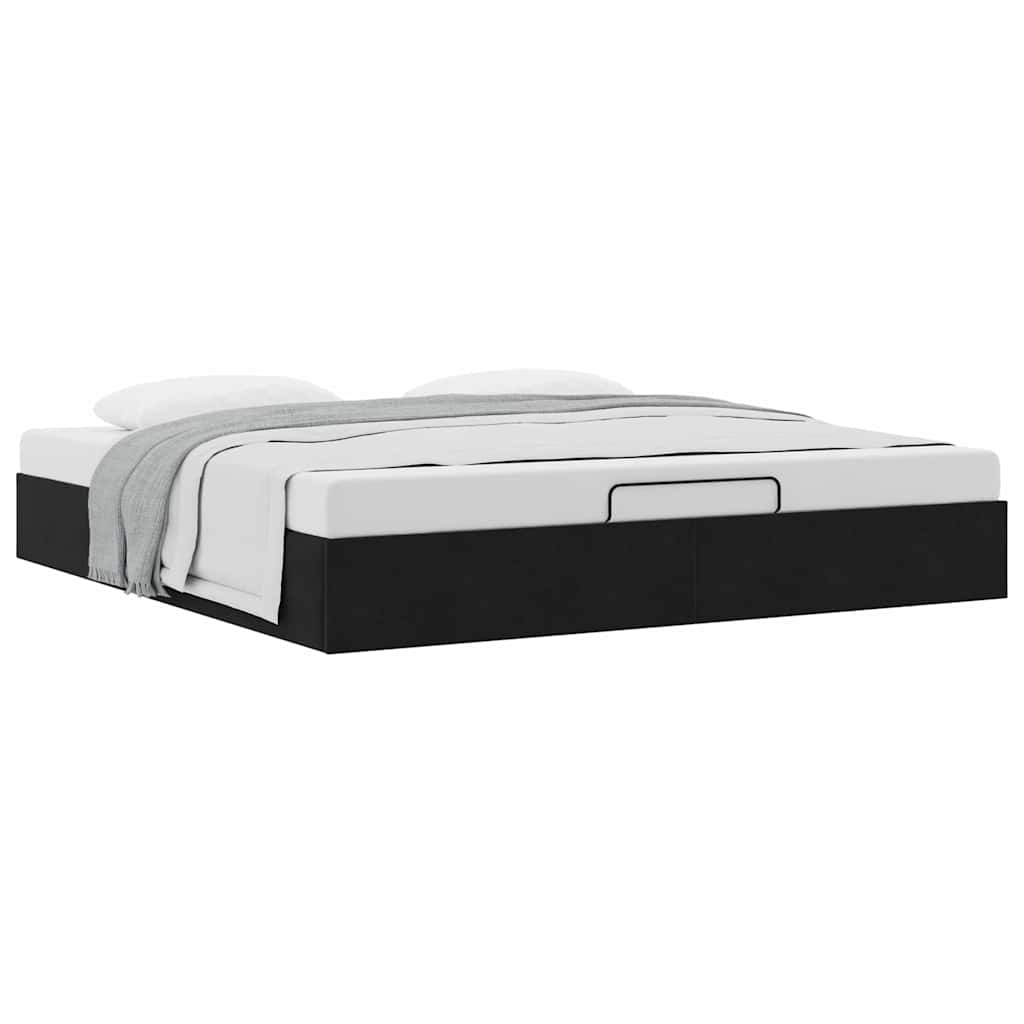 Cadre de lit ottoman avec matelas noir 180x200 cm velours - XIOS