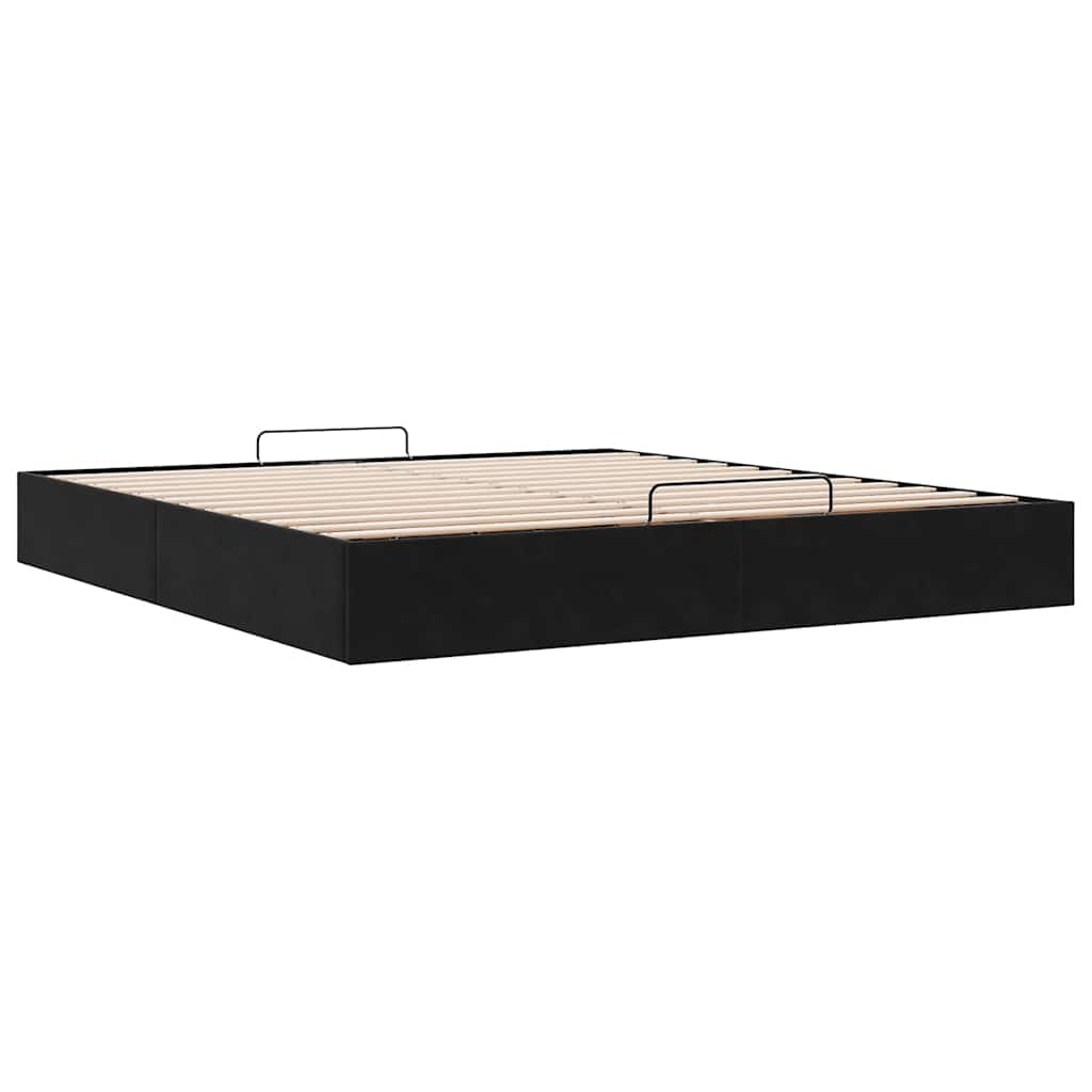 Cadre de lit ottoman avec matelas noir 180x200 cm velours - XIOS