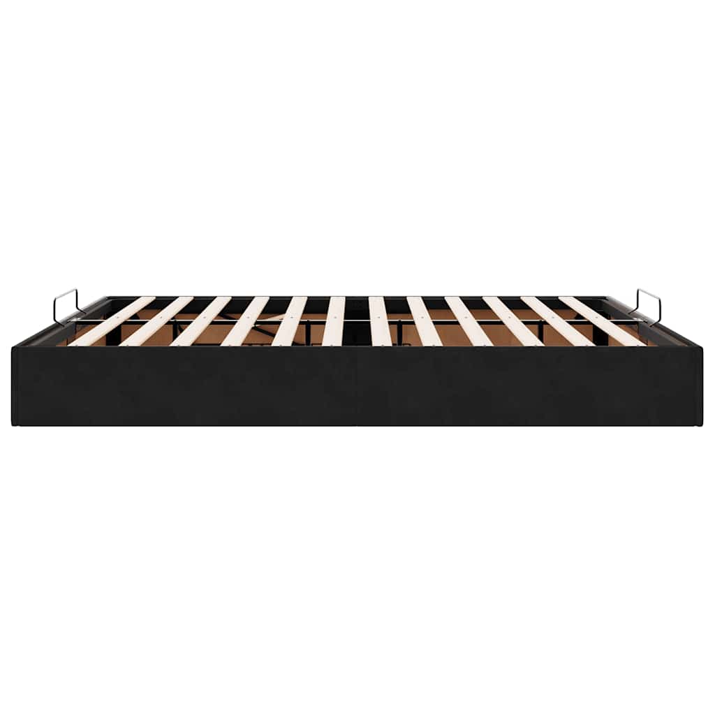 Cadre de lit ottoman avec matelas noir 180x200 cm velours - XIOS