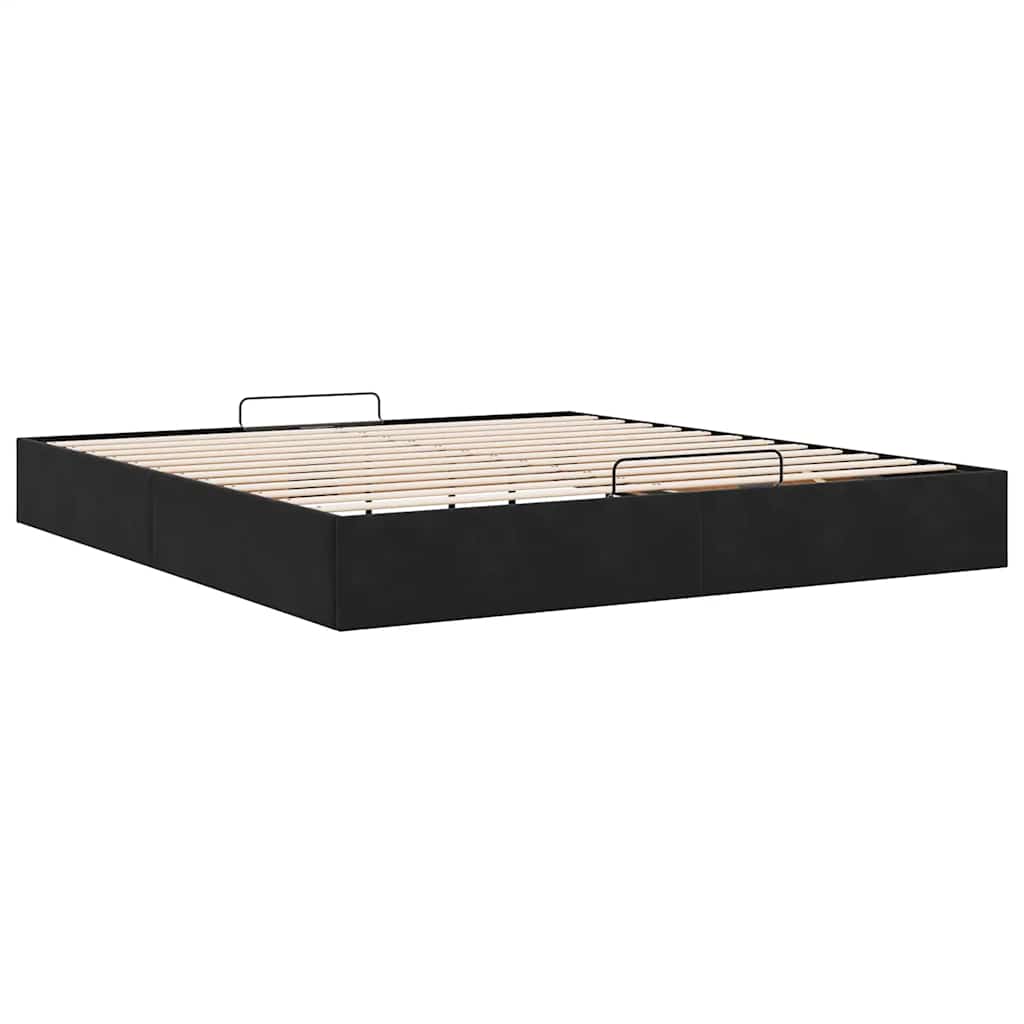 Cadre de lit ottoman avec matelas noir 180x200 cm velours - XIOS