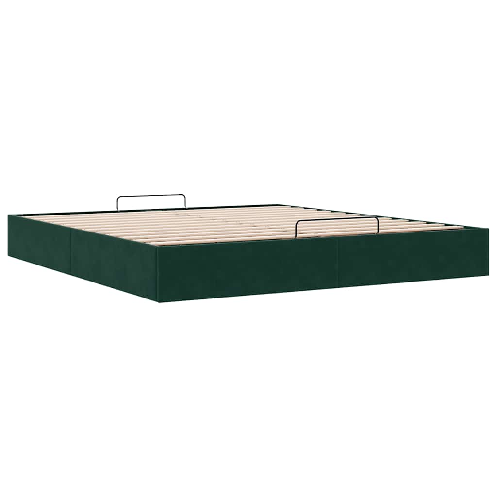 Cadre de lit ottoman avec matelas vert foncé 180x200 cm velours - XIOS