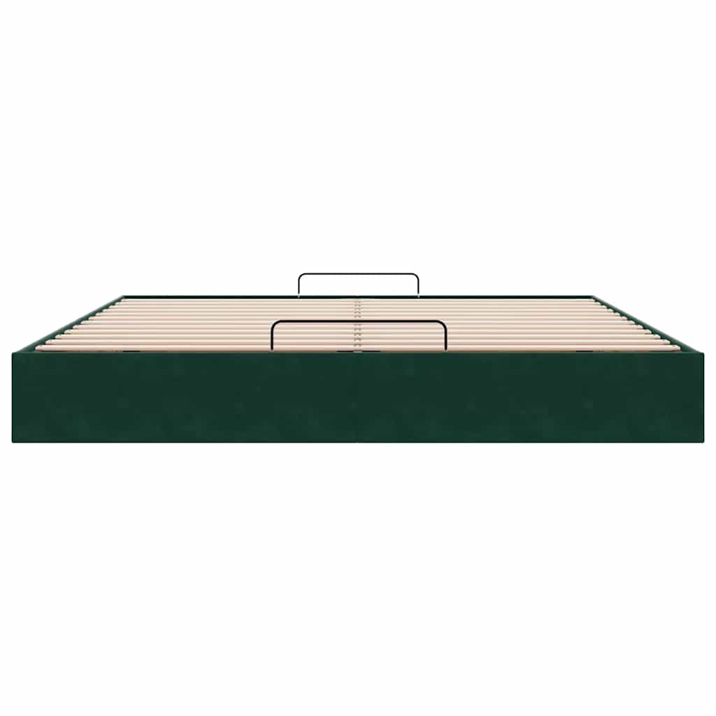 Cadre de lit ottoman avec matelas vert foncé 180x200 cm velours - XIOS