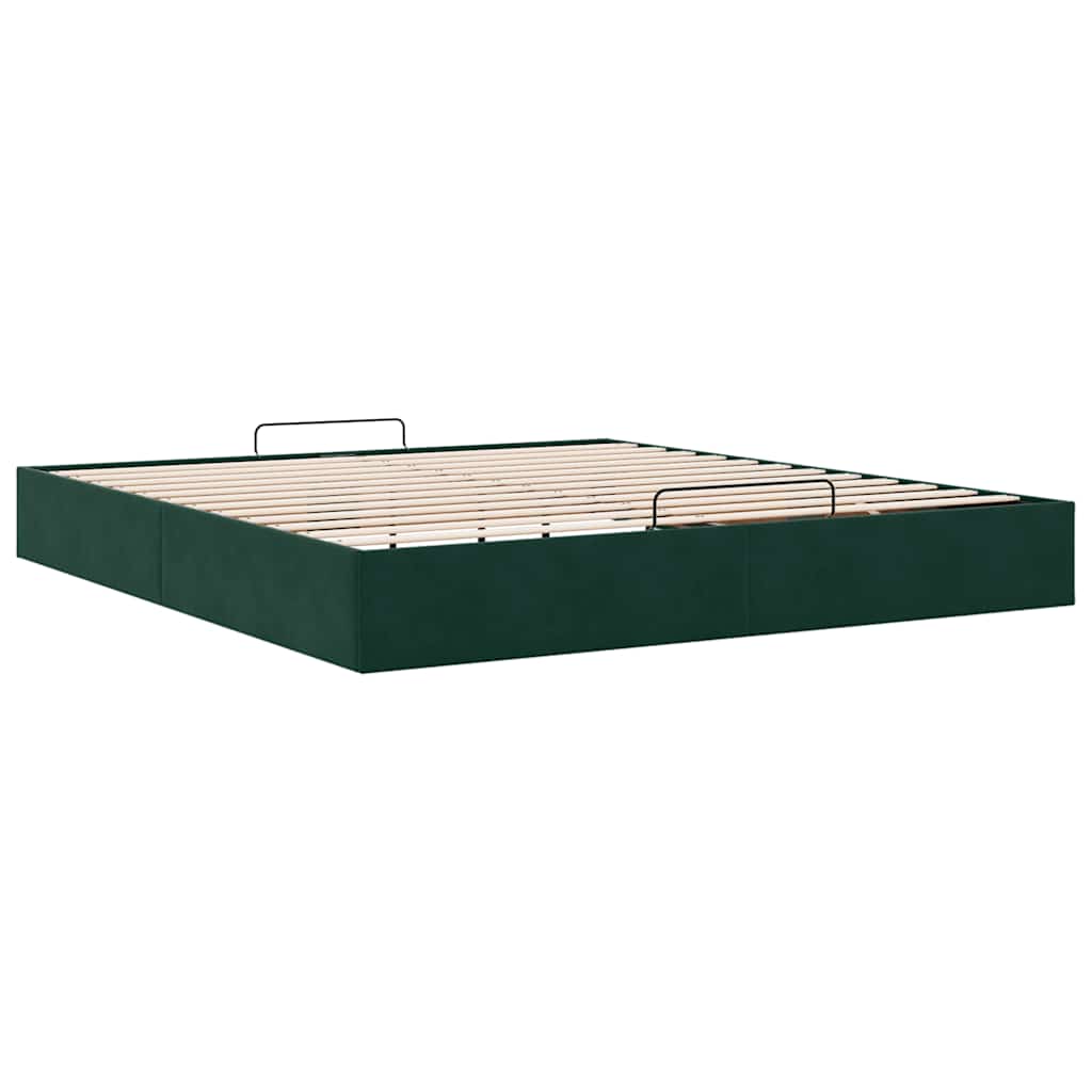 Cadre de lit ottoman avec matelas vert foncé 180x200 cm velours - XIOS