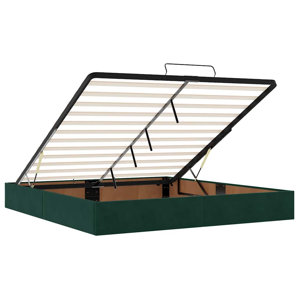 Cadre de lit ottoman avec matelas vert foncé 180x200 cm velours - XIOS