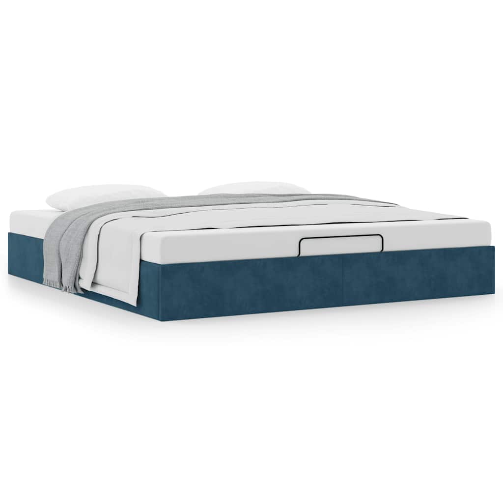 Cadre de lit ottoman sans matelas bleu foncé 180x200 cm velours - XIOS