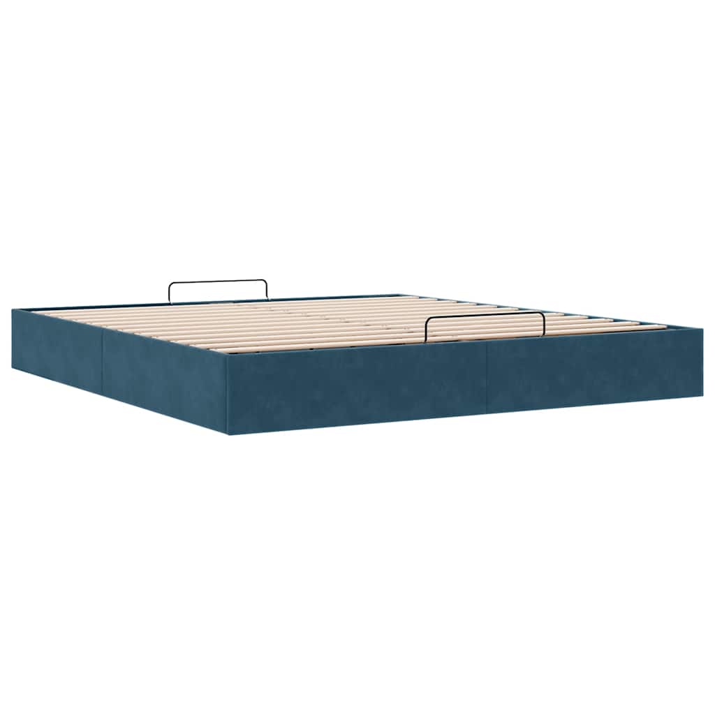 Cadre de lit ottoman sans matelas bleu foncé 180x200 cm velours - XIOS
