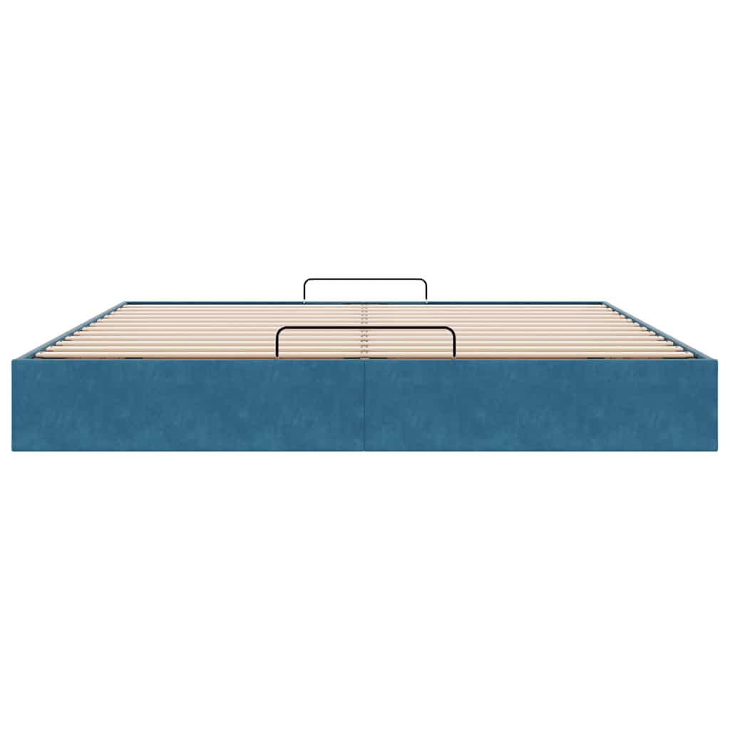 Cadre de lit ottoman sans matelas bleu foncé 180x200 cm velours - XIOS