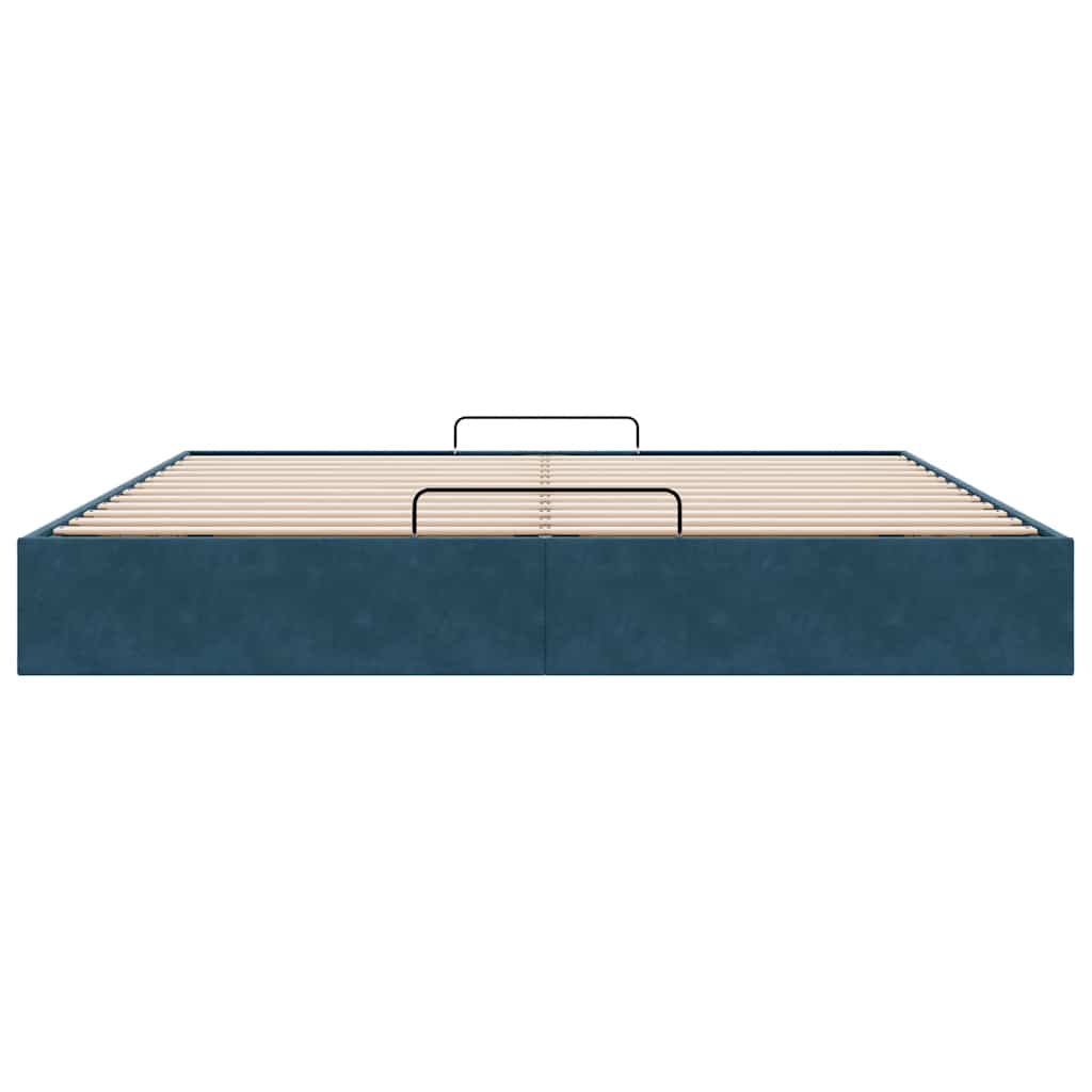 Cadre de lit ottoman sans matelas bleu foncé 180x200 cm velours - XIOS