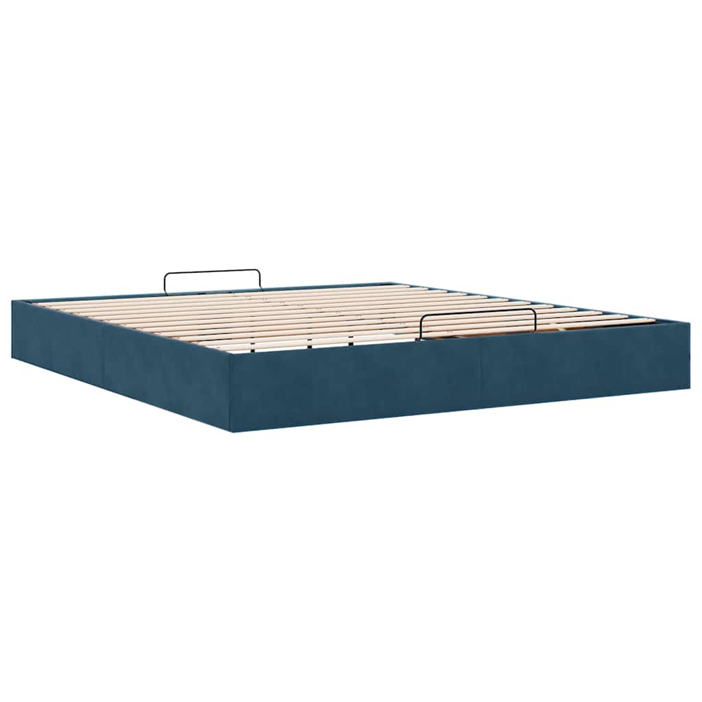 Cadre de lit ottoman sans matelas bleu foncé 180x200 cm velours - XIOS